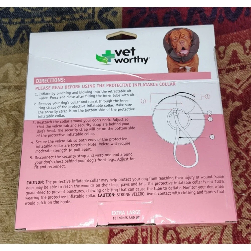 Protective Inflatable Vet Worthy Dog Collar Size X-Large‎ New 18in & Up